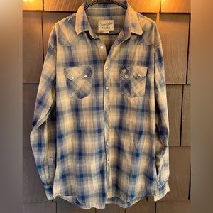 Wrangler XL Mens Pearl Snap Plaid Shirt